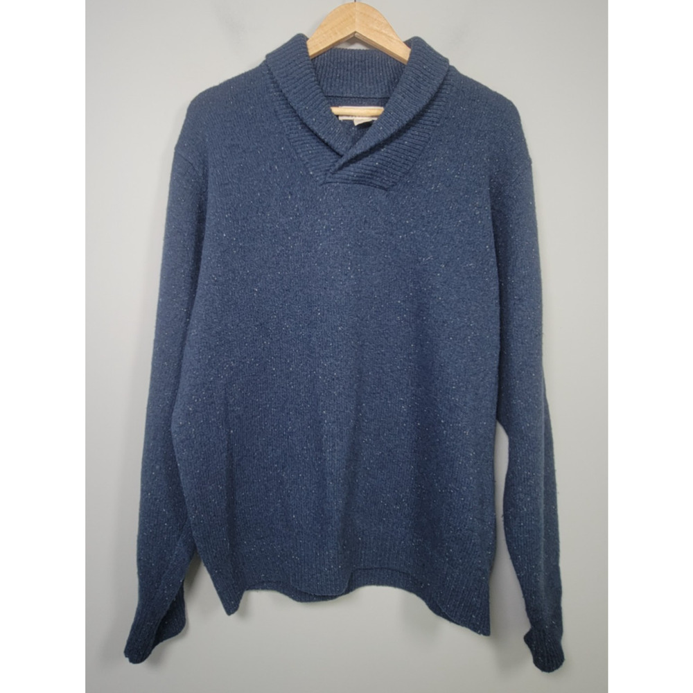 Onward Reserve Mens M Shawl Neck Lambswool Nylon Sweater Pullover Blue
